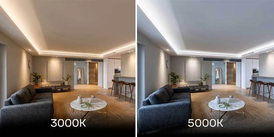 Verity LED SOB Strip Light 3000K and 5000K Color Temperature Comparison