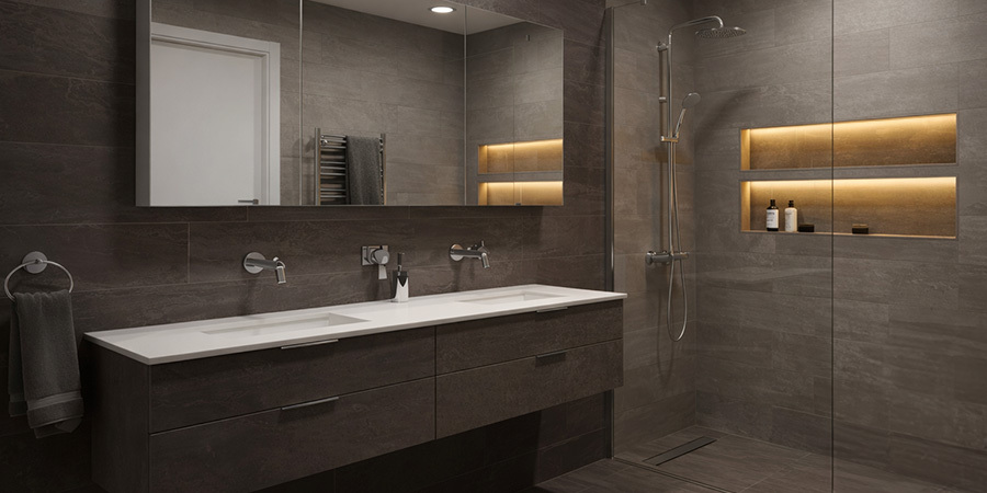 Accent lighting bathroom niches