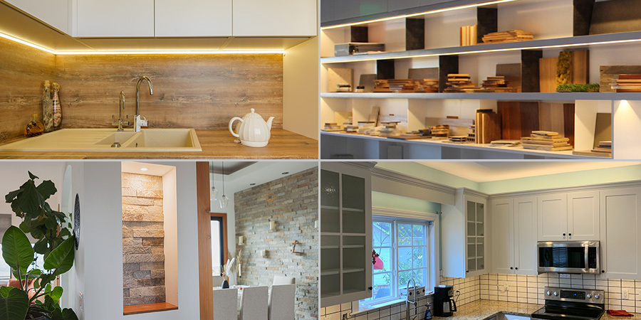 Photo collage of different LED accent applications