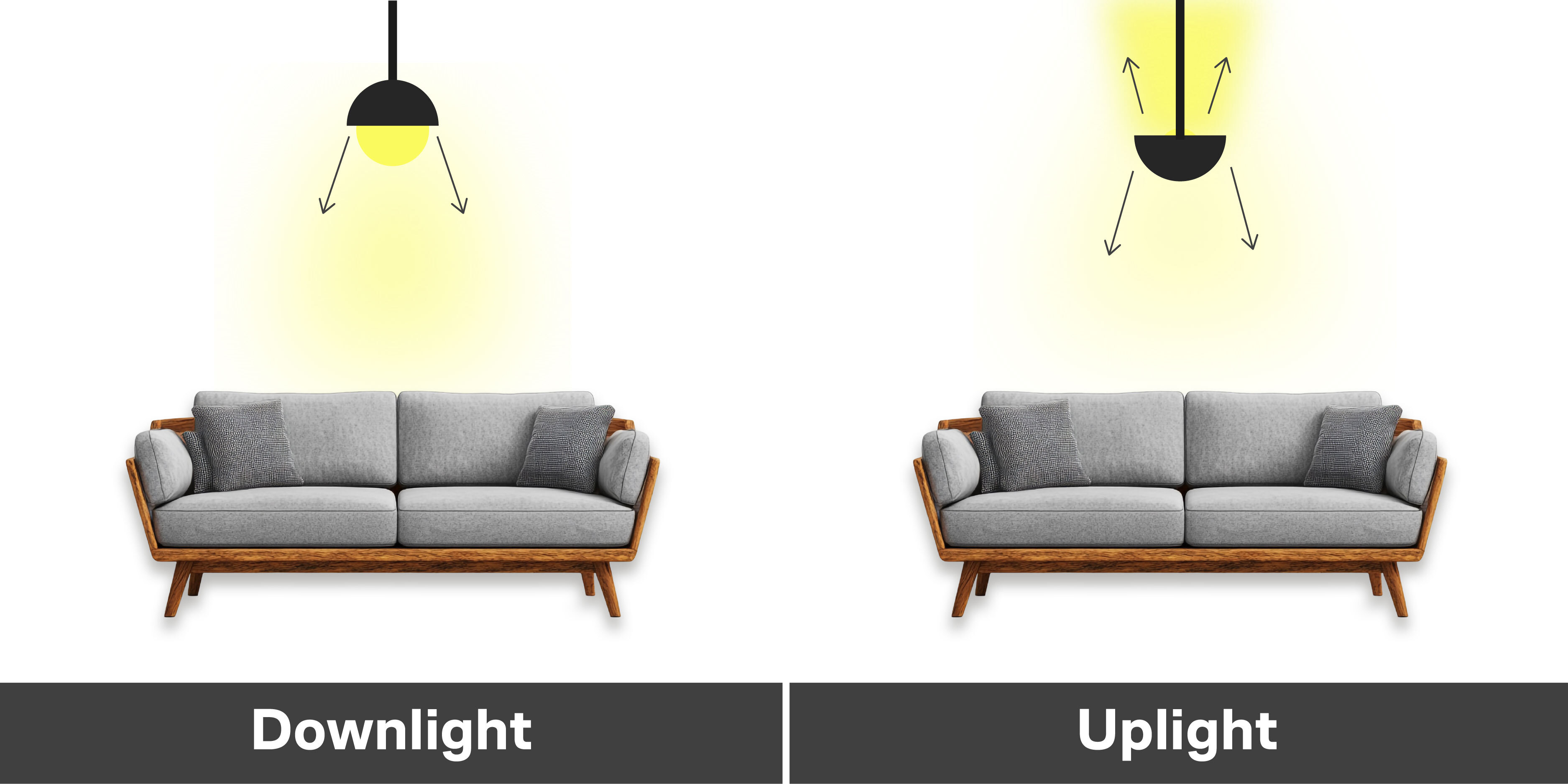 Downlight vs Uplight Lighting Examples