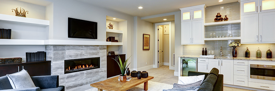 Modern living room with LED lighting