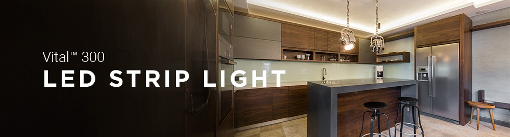 Modern kitchen featuring bright lighting with Vital white LED strip lights