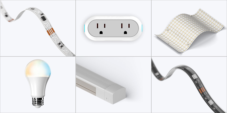 Various Flexfire LEDs LED lighting products including strip lights, bulbs, and light bars.