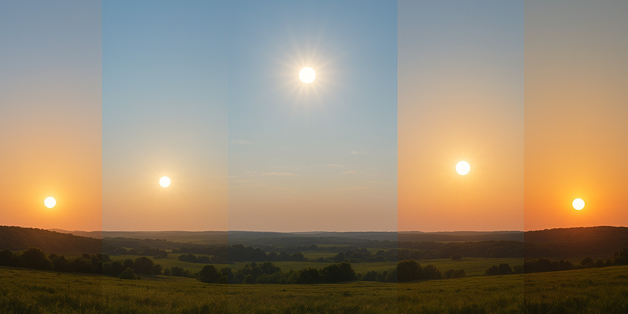 Sunlight progression illustrating tunable white LED color temperatures