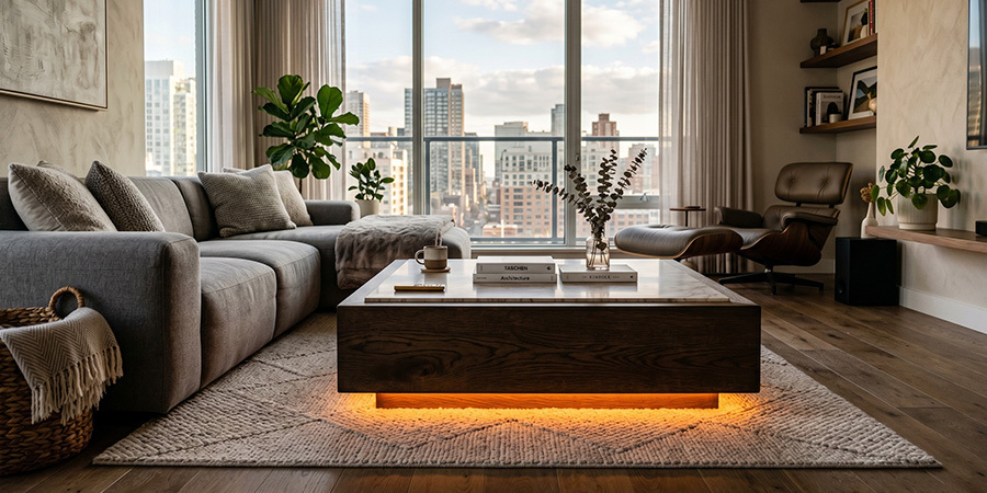 Toe Kick Lighted Coffee Table