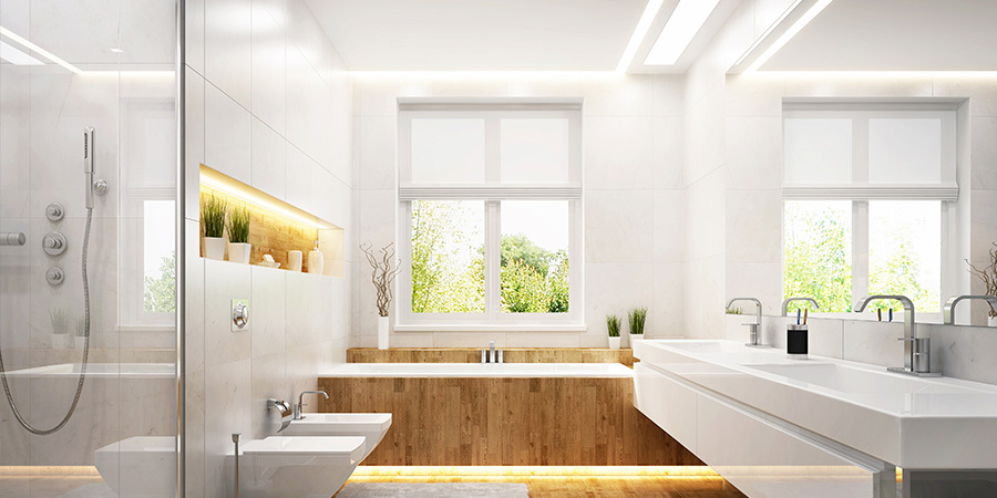 Bathroom with accent lighting