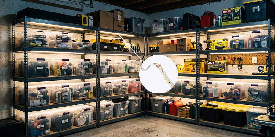 Garage lighting, Rack Ilumination Under Shelves