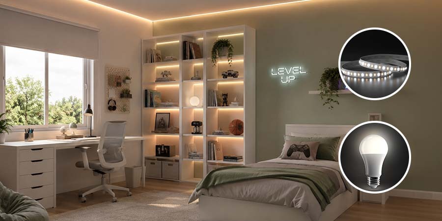 Bedroom Cove Lighting and Shelve Lighting