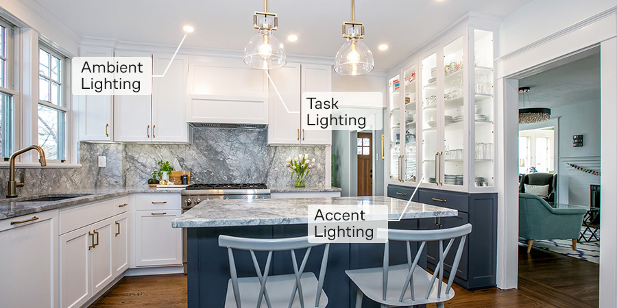 Layered kitchen outline lighting examples