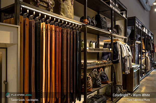 Display lighting at a clothing store