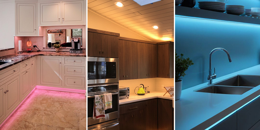Kitchen RGb lighting collage