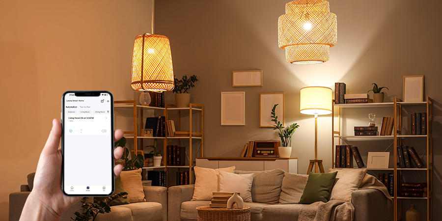 Warm cove LED strips accenting a modern bedroom ceiling