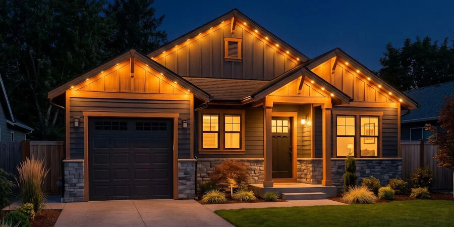 Outdoor LED undereave warm white lighting
