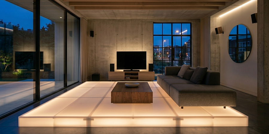 Living room glass backlight decoration