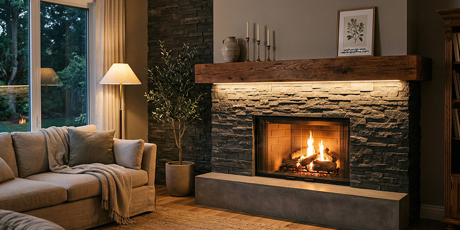 Living Room Fireplace Accent Lighting