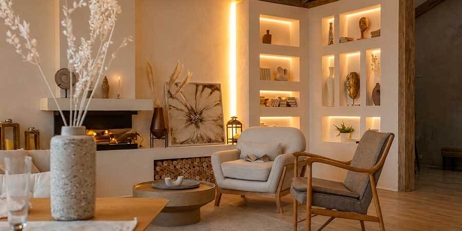Warm White LED Lighting in Living Room