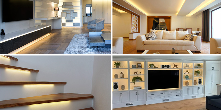 LED Lighting Living Room Collage