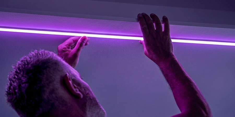 Person Installating Mood Cove Lighting