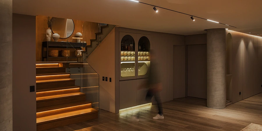 Lighting display inside cabinet lighting