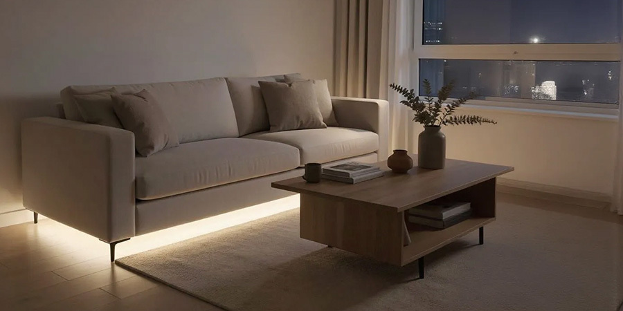 Living room under sofa lighting