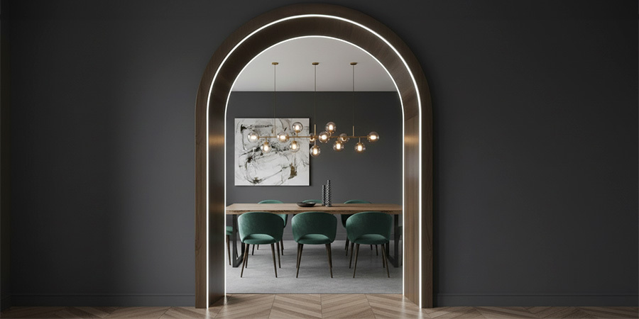 Modern Curved LED Light on Doorway