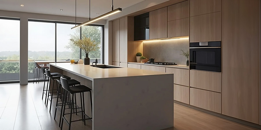 Modern kitchen linear pendant light