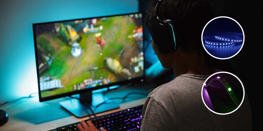 Adolescent Playing Videogames on Computer Monitor