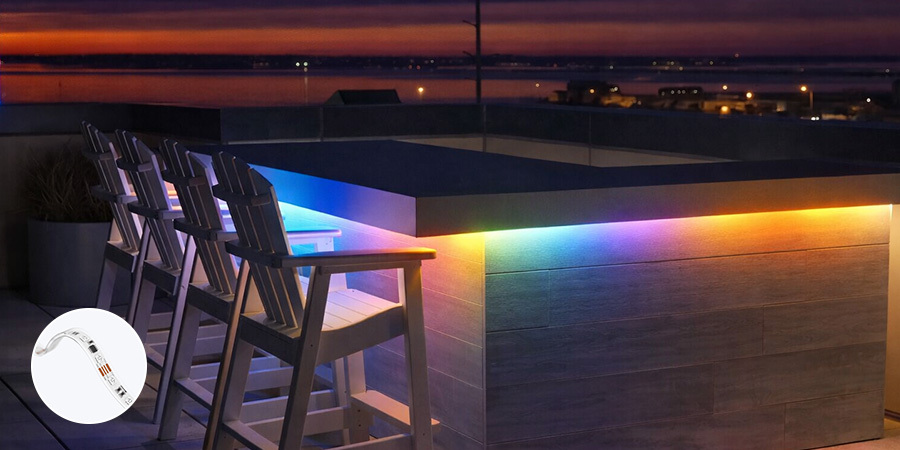 RGB outdoor island kitchen pixel lighting