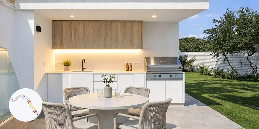 Outdoor readed kitchen cabinet task lighting