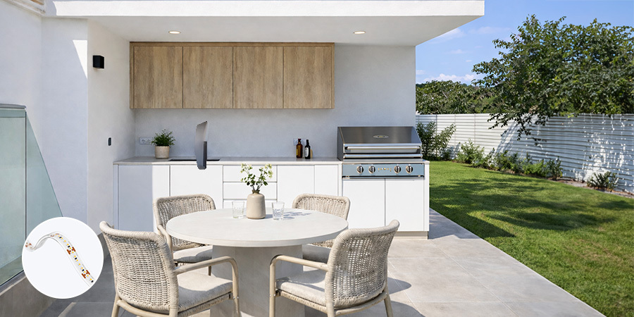 Outdoor readed kitchen cabinet task lighting