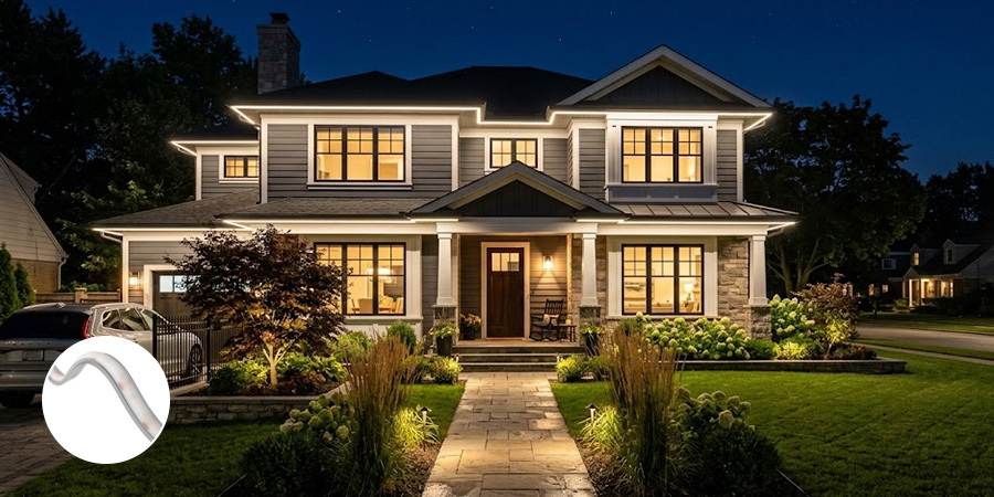 House Soffit Warm Lighting Outdoors
