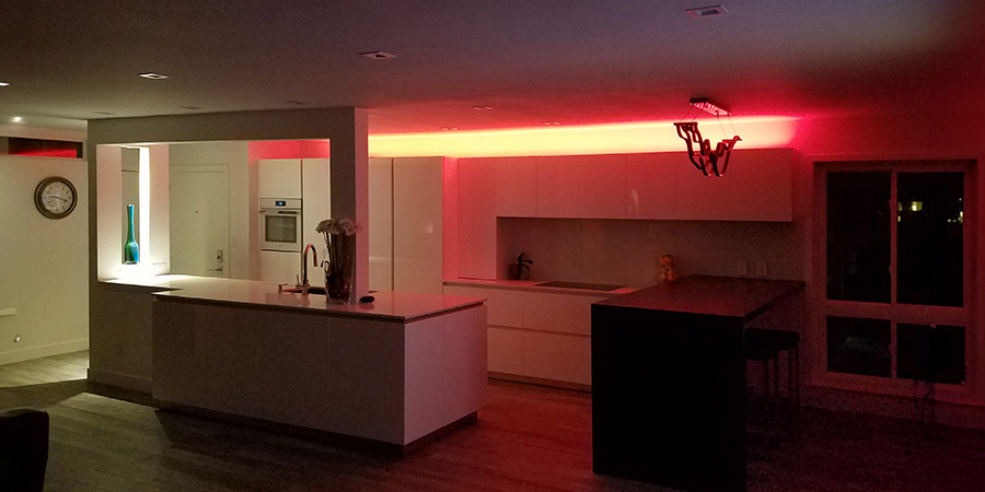 Overcabinet kitchen RED lighting