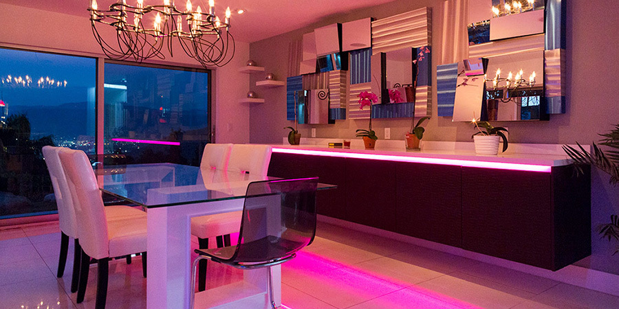 Dinning room with color changing lights