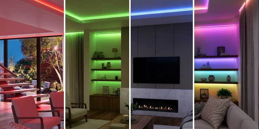 RGB Color Changing LED Lighting in Living Room