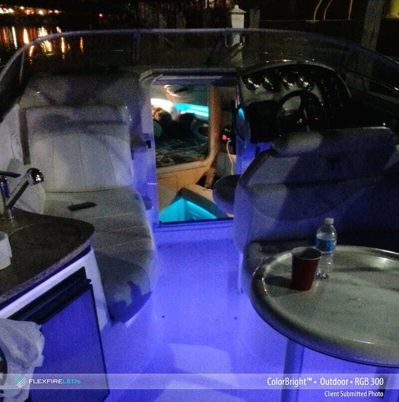 rgb strip lighting in boat installation