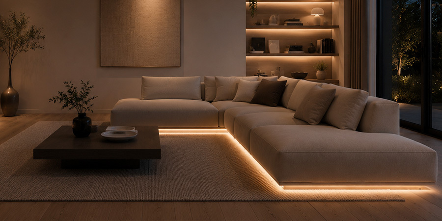 LED lviing room under sofa lighting