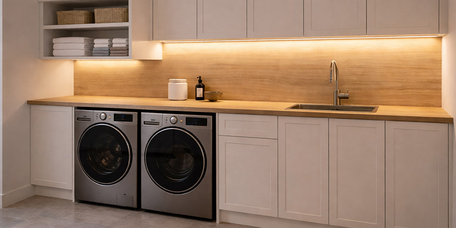 Washing toom task lighting udnercabinets