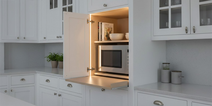 Door-sensor lighting inside kitchen cabinets