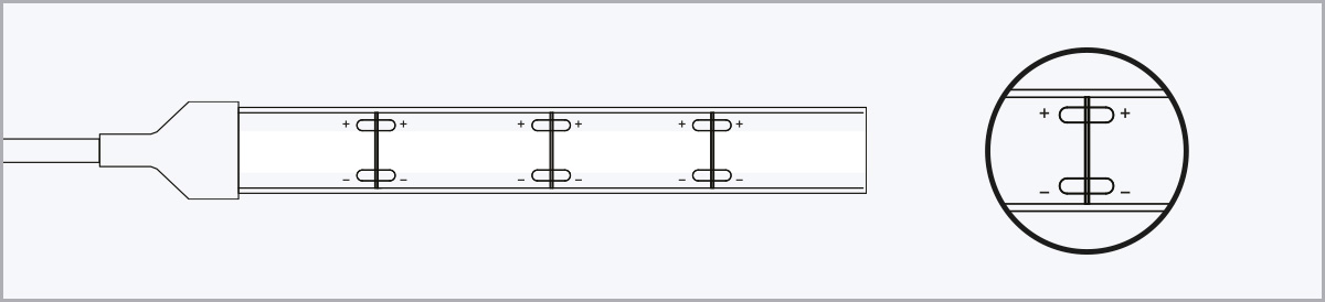 Valor diffused LED strip light polarity