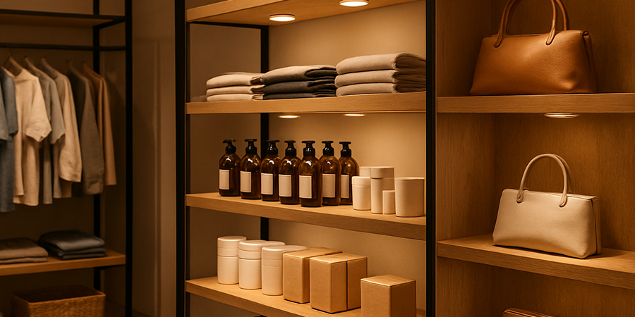 Victory Select LED puck lights used for store shelf display lighting