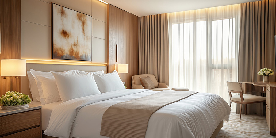 Warm cove LED accents enhancing a serene bedroom