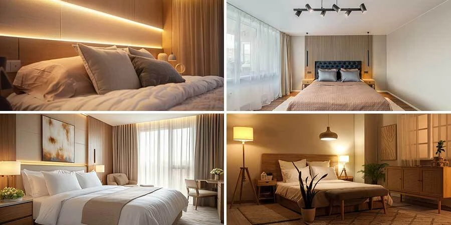 Bedroom lighting collage