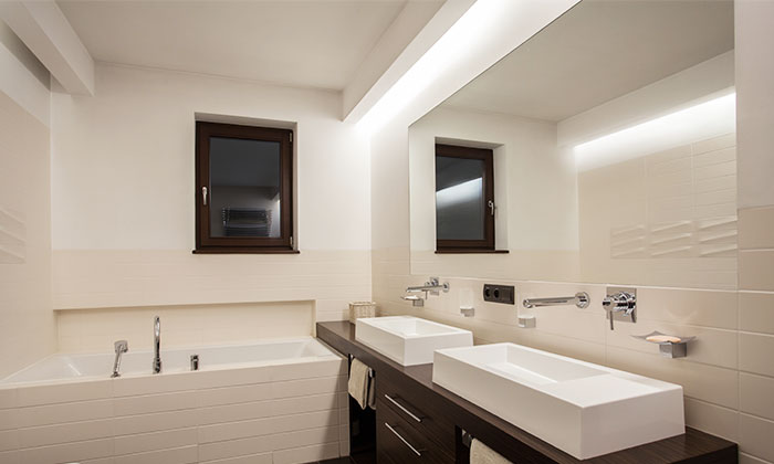 bathroom ceiling lighting using Architectural LED strip lights