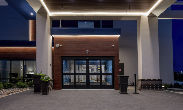 Hotel entrance lighting using Outdoor architectural series LED strip light