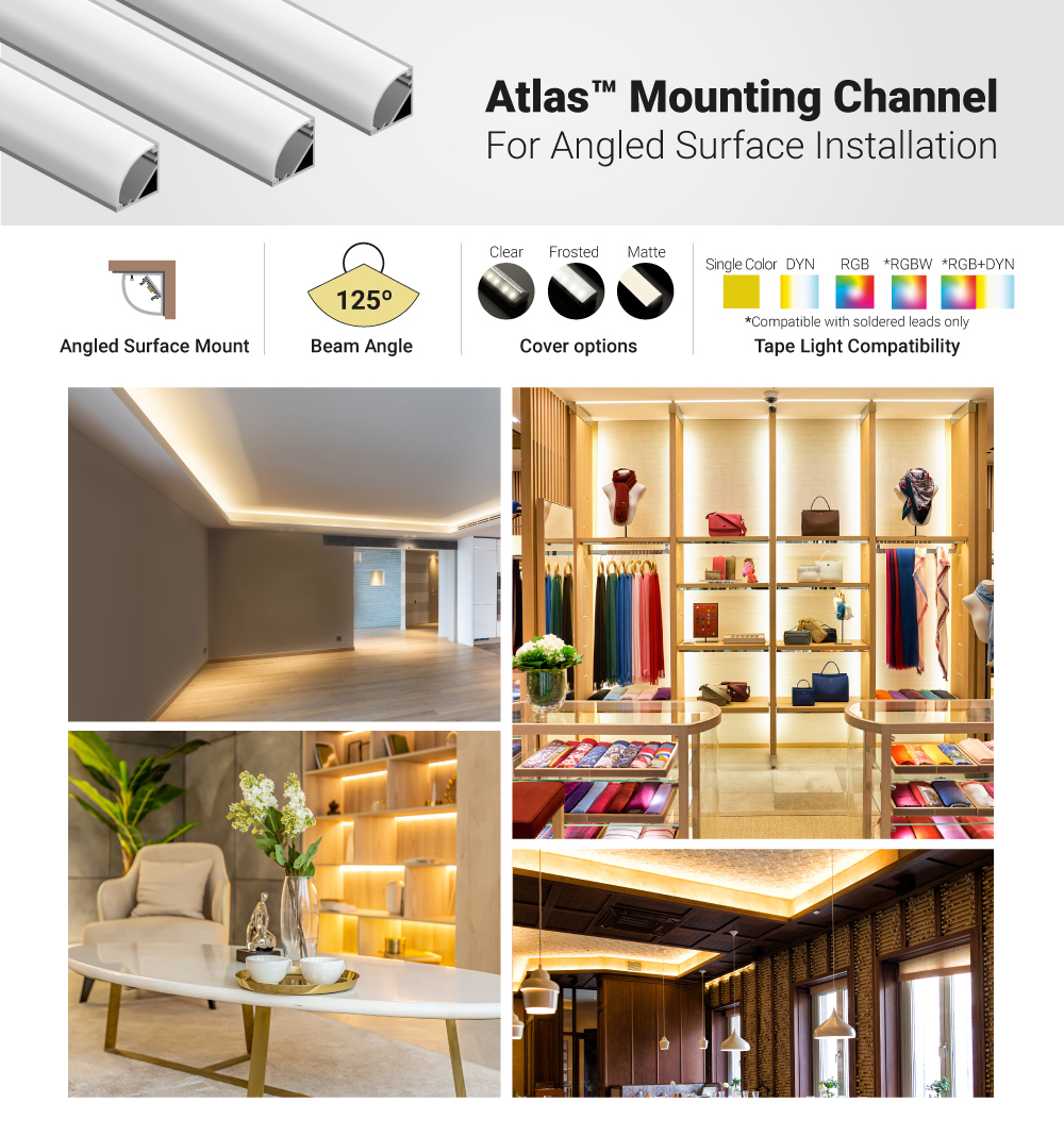 Atlas mounting channel for angled surface installation