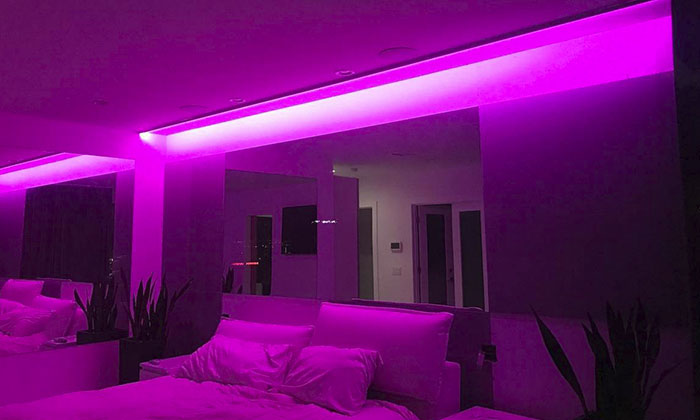 ceiling lighting with RGB color changing strip lights