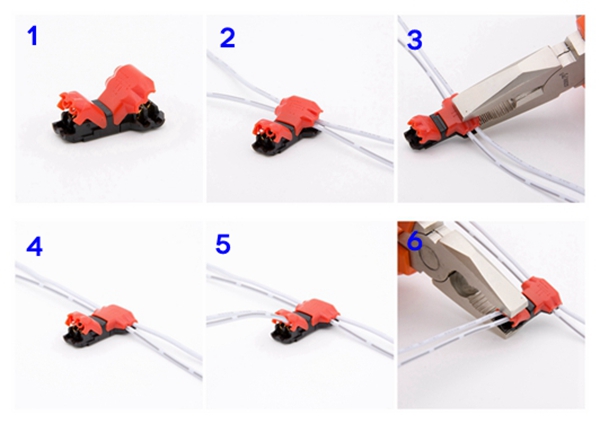 Connection guide for double wire T connector FF-CON-2-T