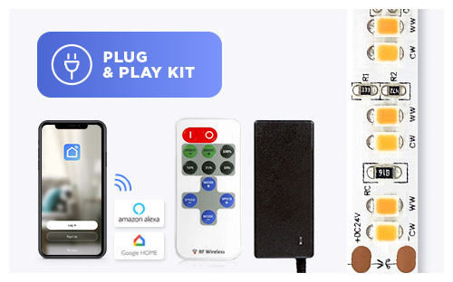 plug and play LED strip light kit with remote