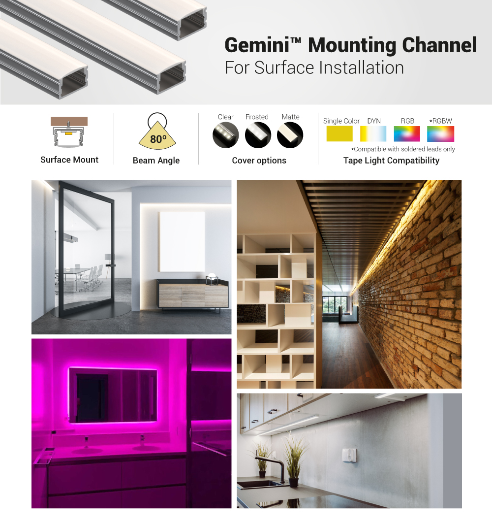 Gemini Mounting Channel Kit for Surface Installation
