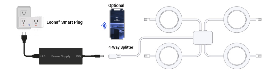 LED puck light kit with smart plug